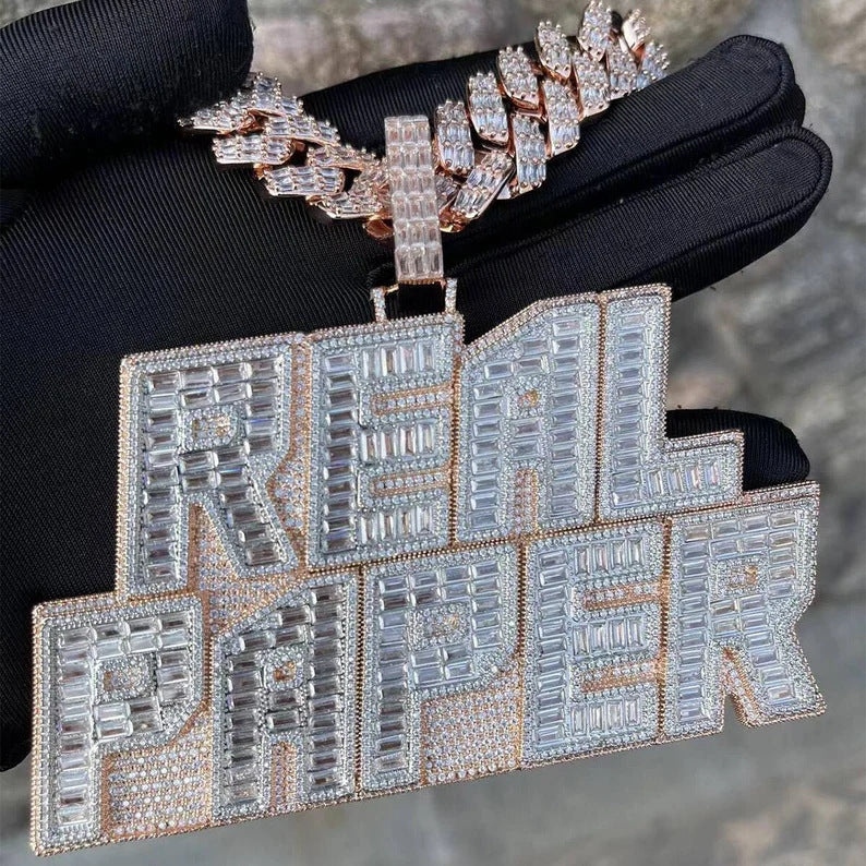 Liontin Hip-hop Kustom, Kalung Liontin Moissanite Berukuran Besar, Liontin Bertahtakan Berlian Penuh, Liontin Perak Sterling