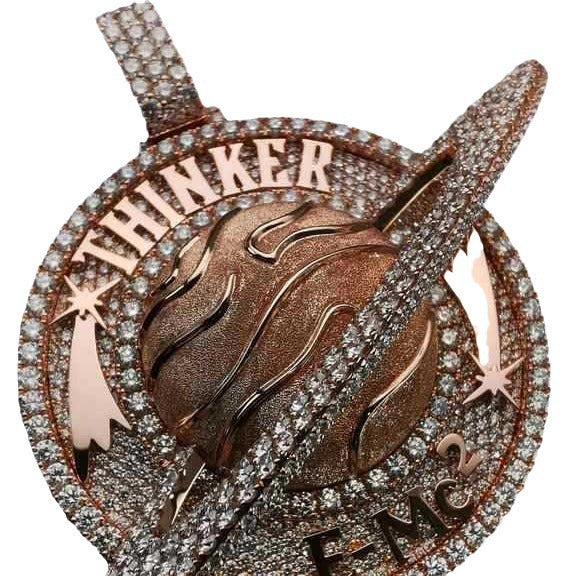 Loket Hip-hop Globe 3D Besar, Perak Sterling Bertatah Penuh dengan Berlian, Aksesori Rantai Fesyen untuk Lelaki Bergaya Eropah dan Amerika