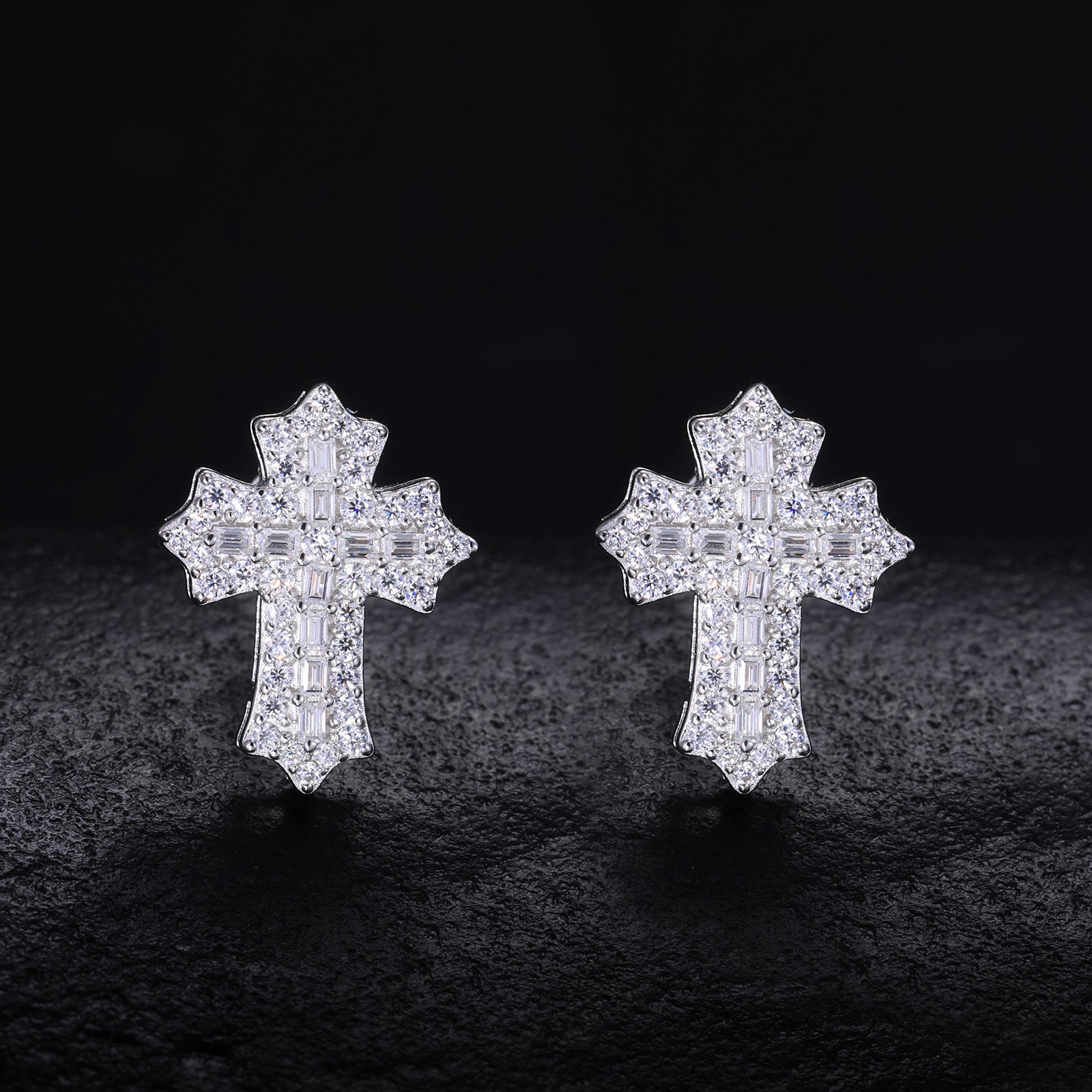 S925 silver moissanite cross earrings