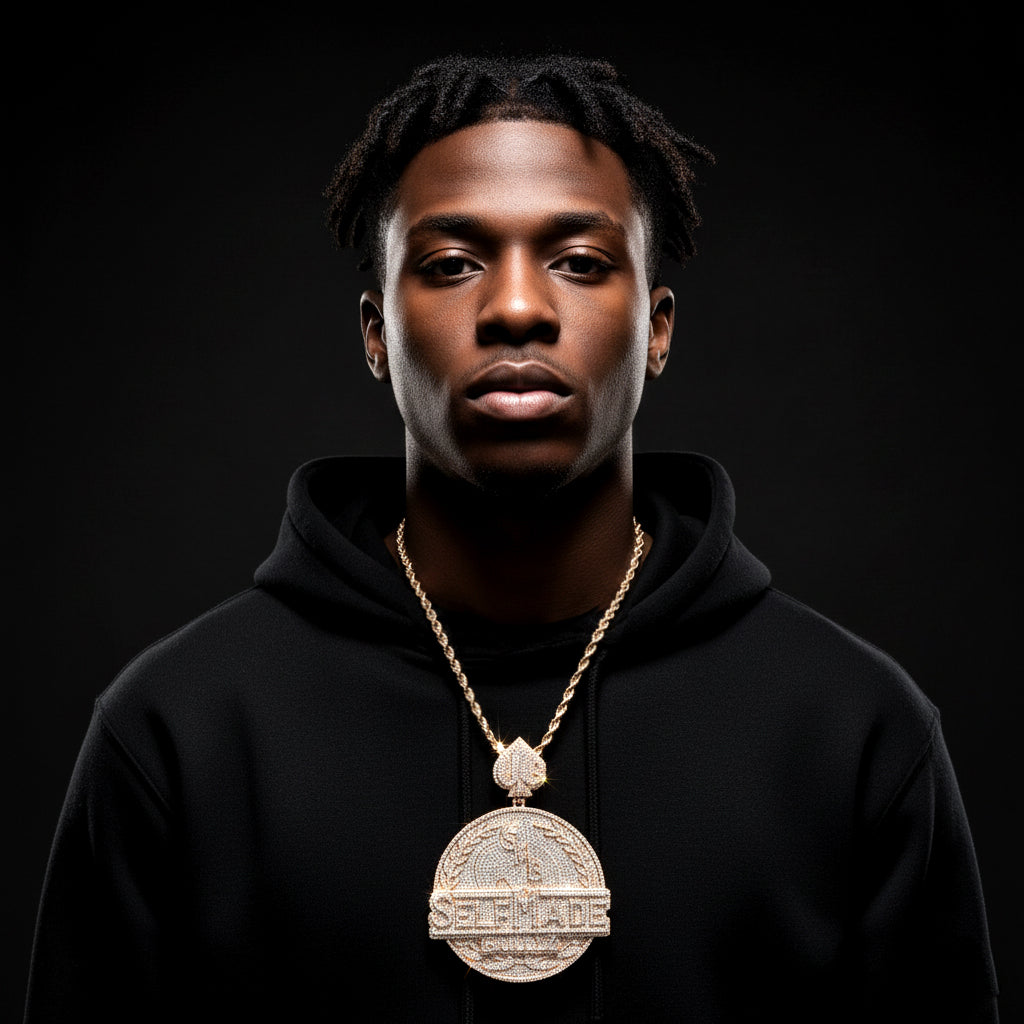 Hip-hop style men's "Self Made" Spade Pendant Necklace【A04】