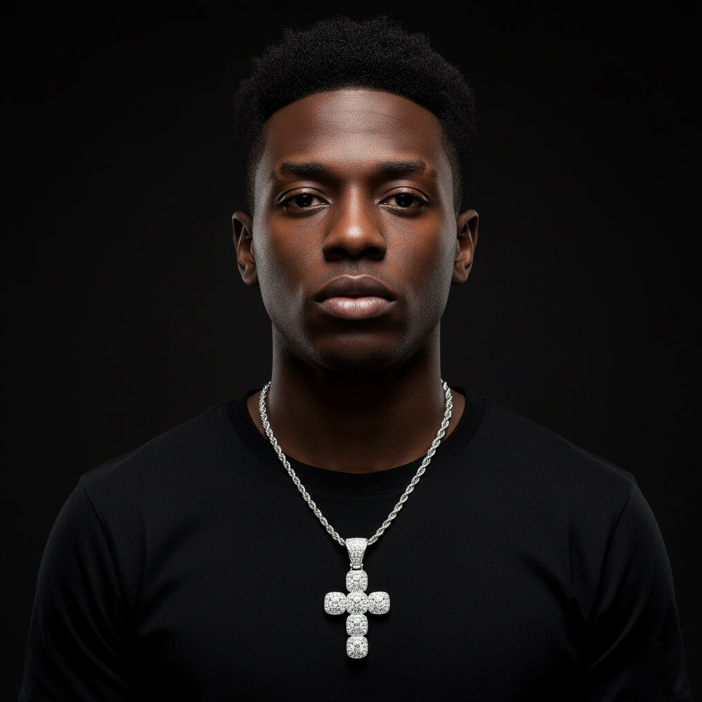 Unique Cross-Shaped Pendant with Sparkling Stones【A07】