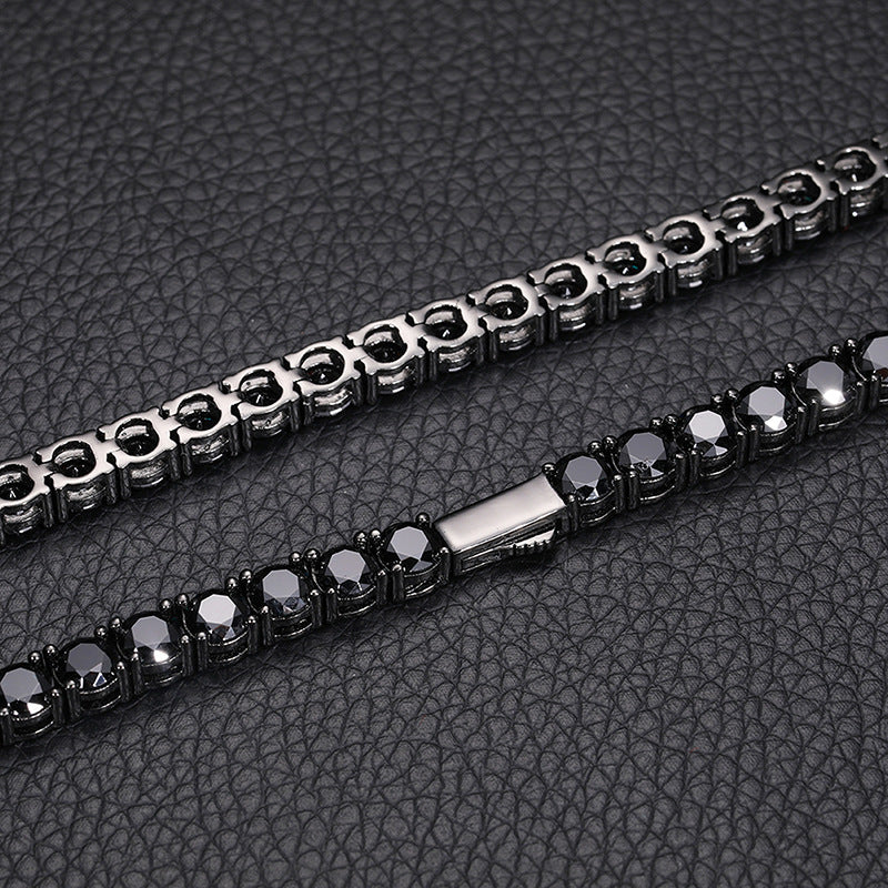 S925 silver black moissanite tennis chain
