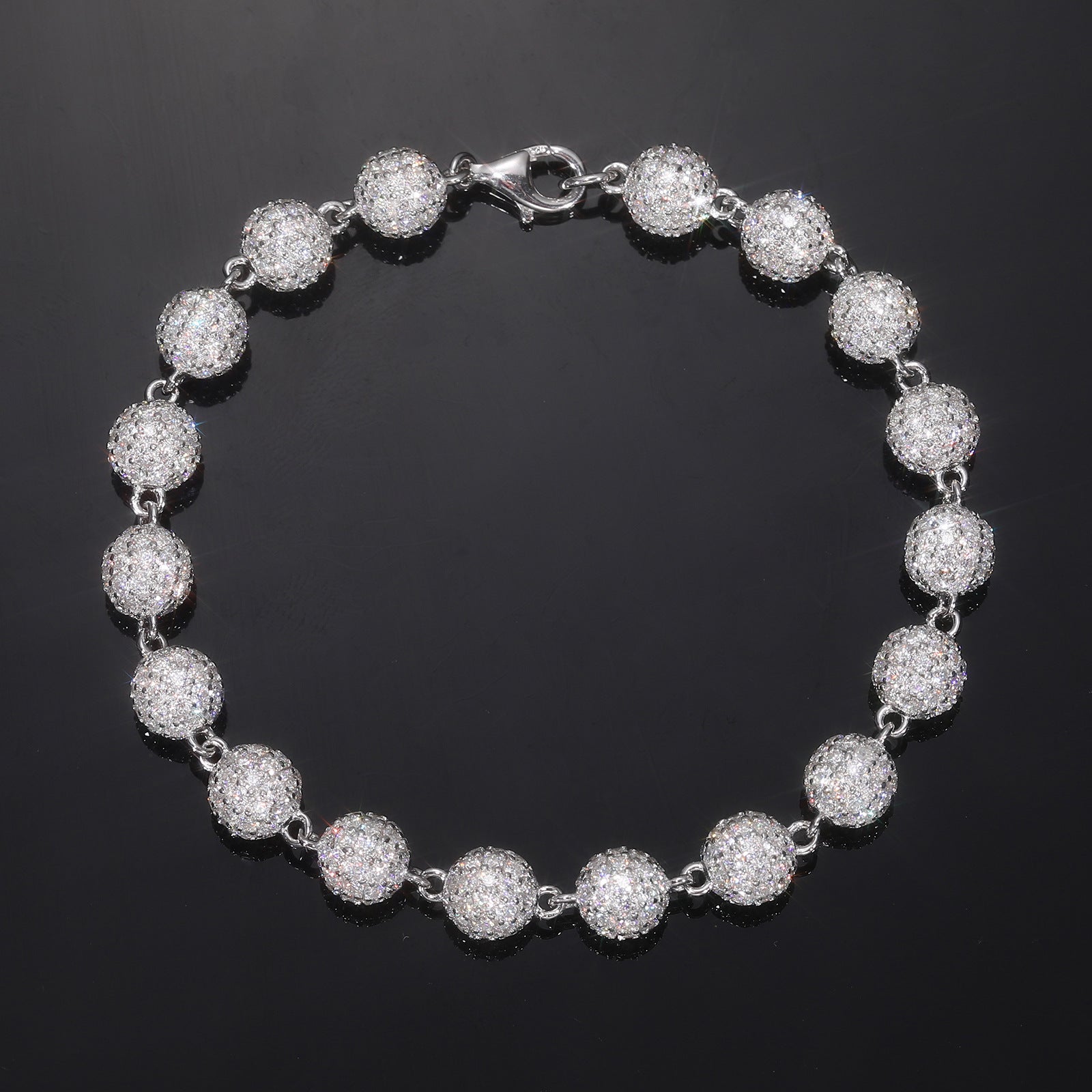 Moissanite round bead bracelet