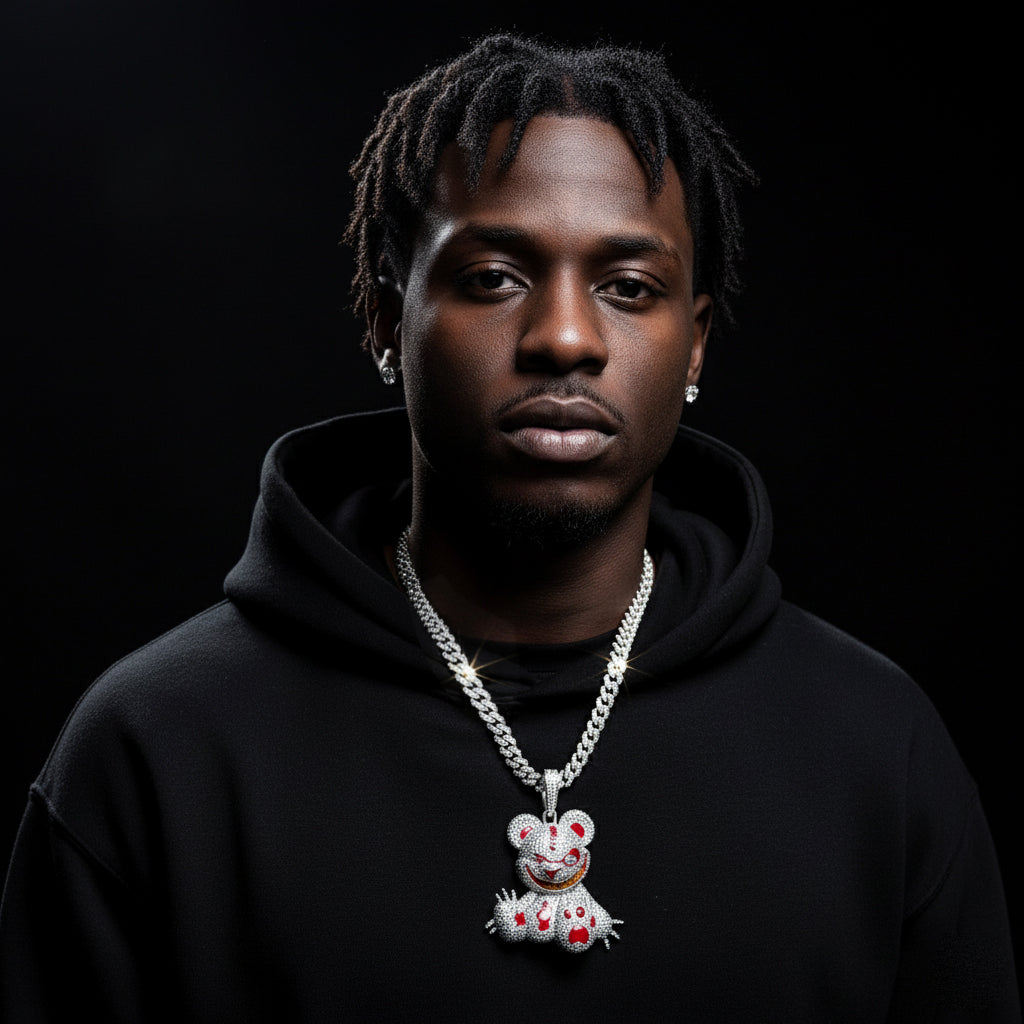 "Crazy Bear" Iced-Out Pendant【A23】