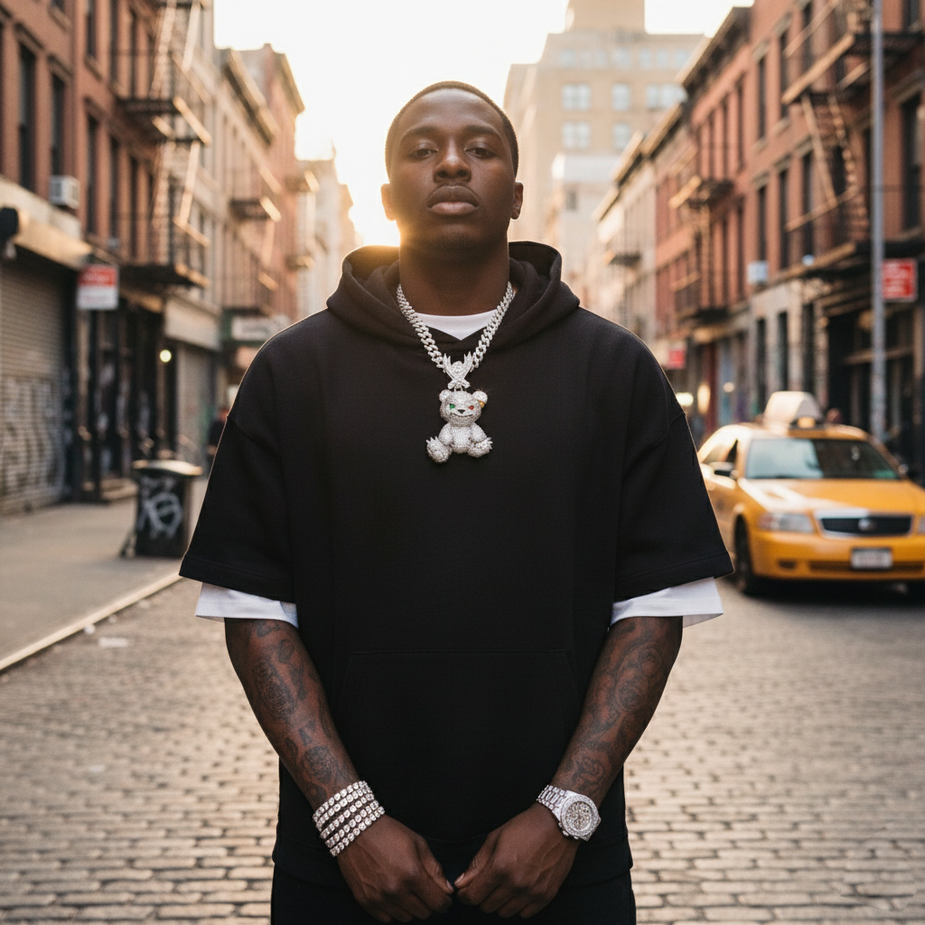 Psycho Bear Iced-Out Pendant With Intricate Design【A06】