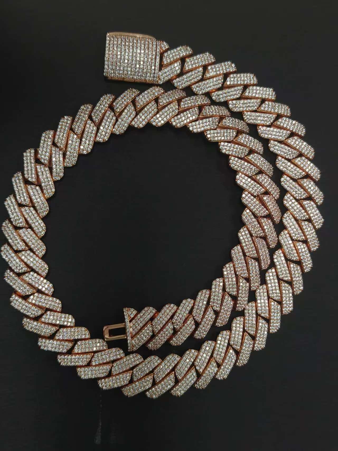 Ice out rose gold 24inch  necklace for hiphop  ,A85