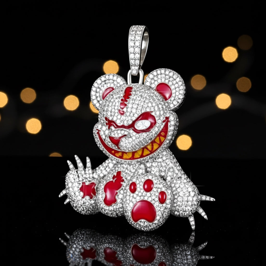 "Crazy Bear" Iced-Out Pendant【A23】