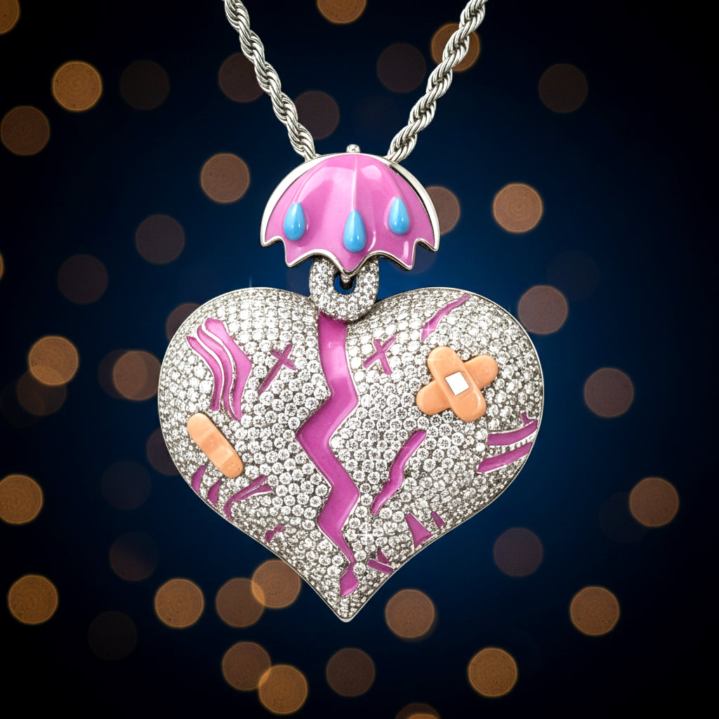 "Mended Heart" Iced-Out Pendant【A47】