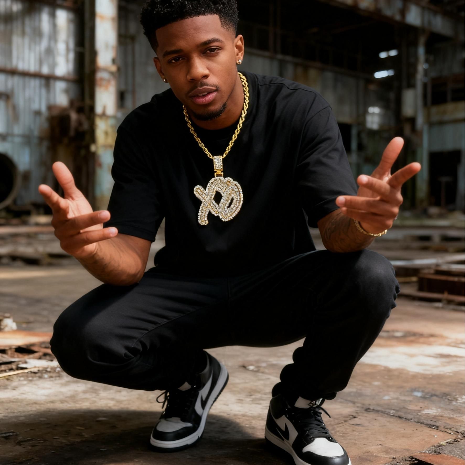 Hip - Hop Iced-Out "XO" Pendant Set【A57】