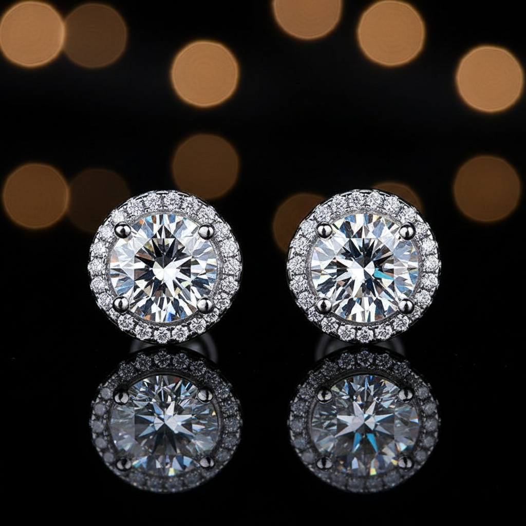 S925 Elegant Halo Stud Earrings【A39】