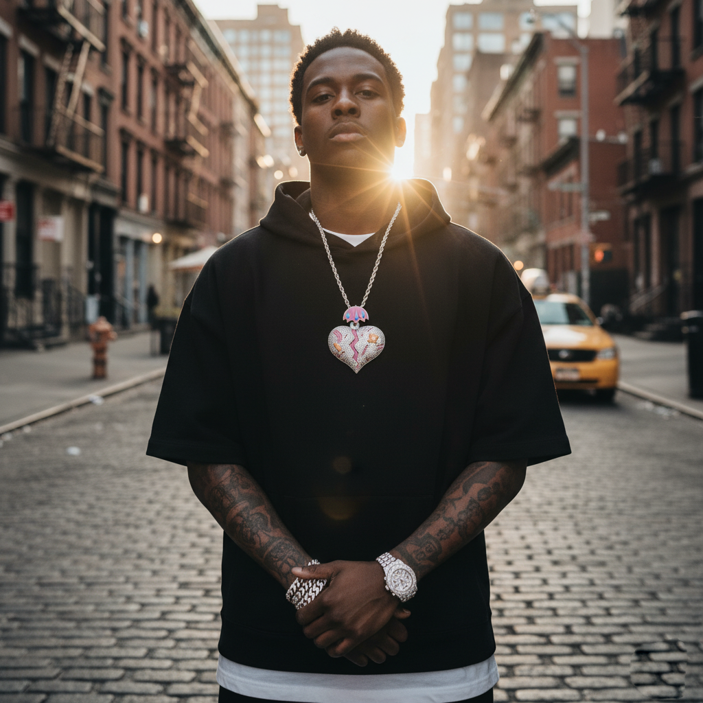 "Mended Heart" Iced-Out Pendant【A47】