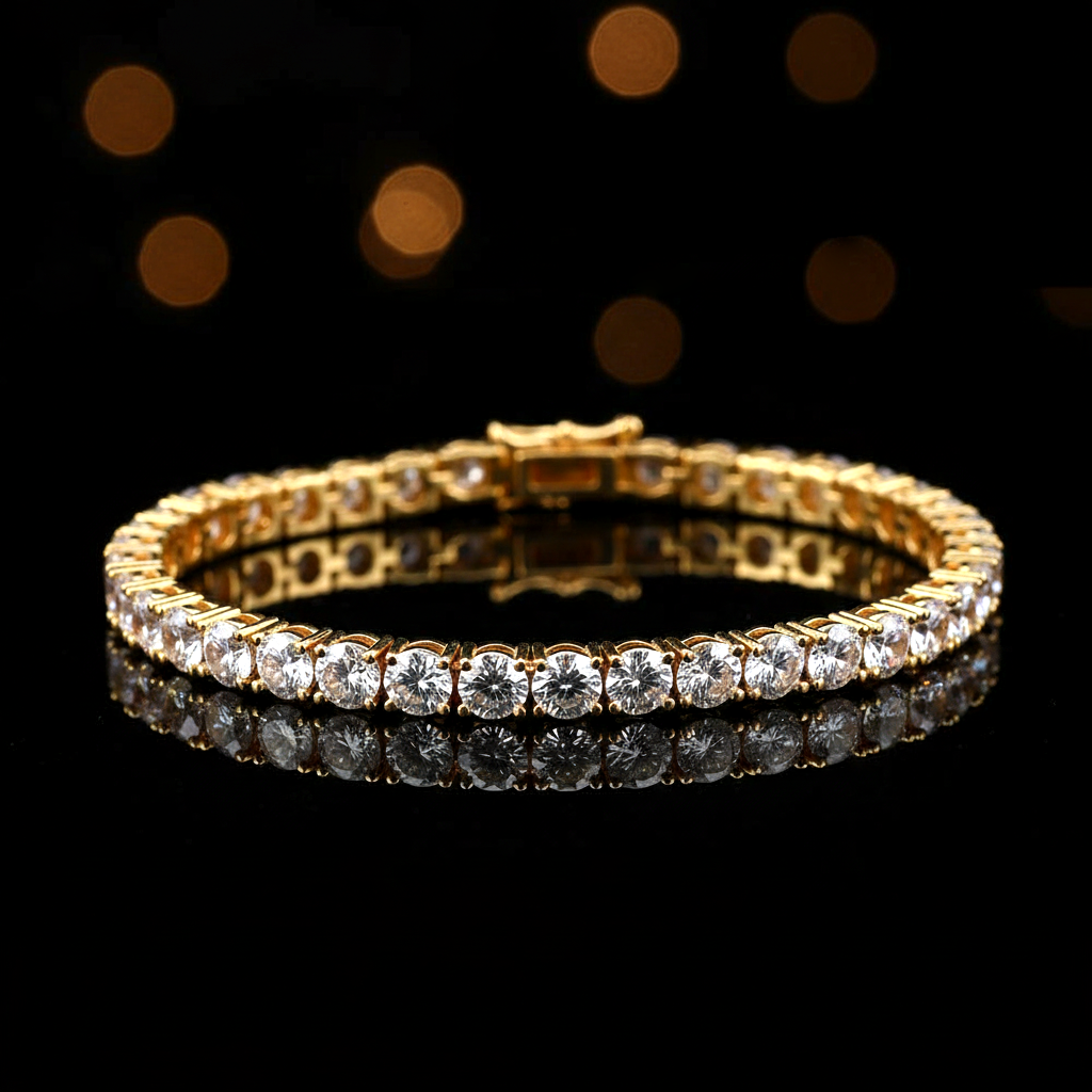 5MM Wide Classic Iced-Out Tennis Bracelet【A16】