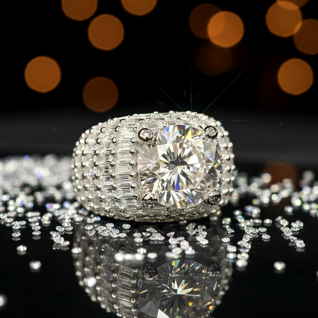Hip-hop 10 CT King Iced-Out Moissanite Ring【A10】