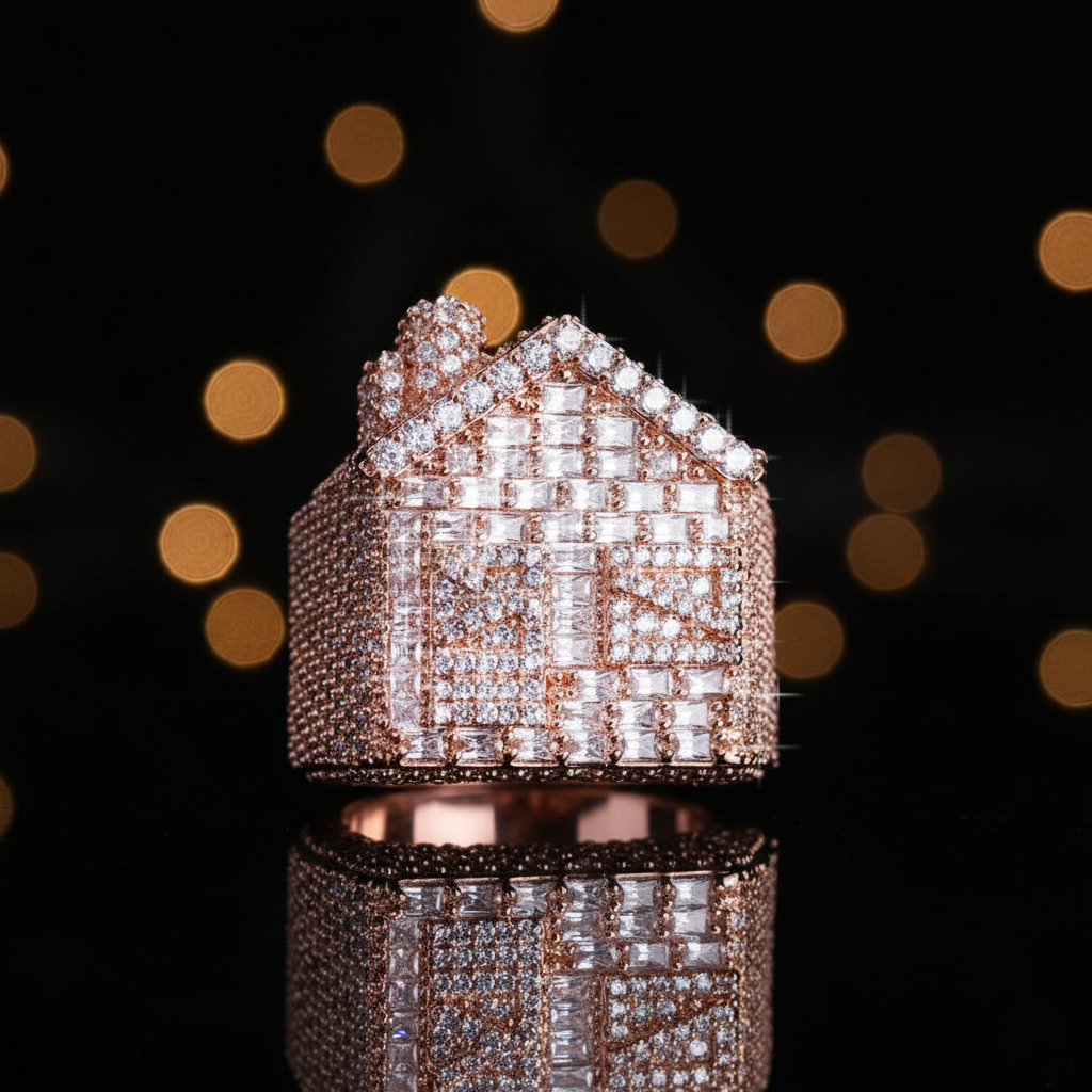 "House of Bling" Iced-Out Hip-hop-style Ring in multiple colors【A13】