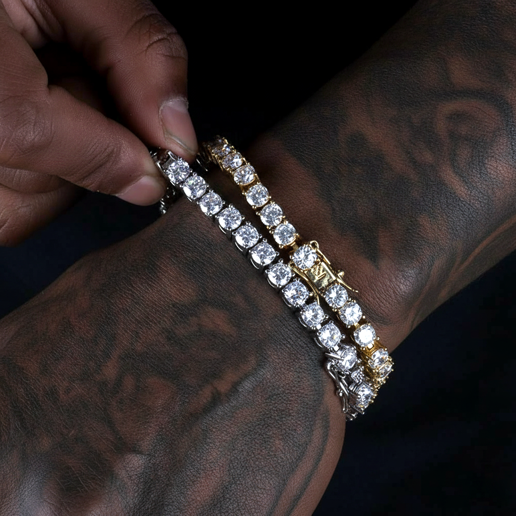 5MM Wide Classic Iced-Out Tennis Bracelet【A16】