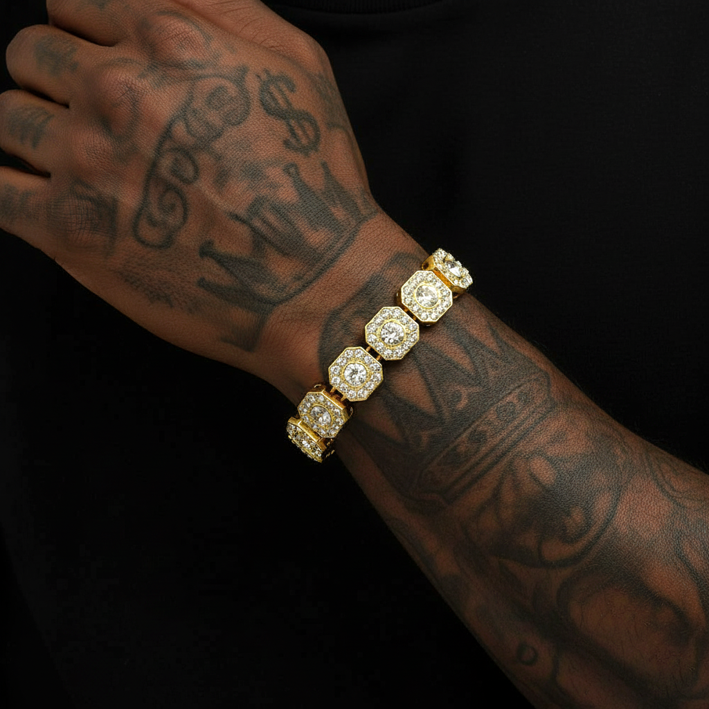 15MM Sparkling  Octagon Cluster Tennis Bracelet【A17】HJA