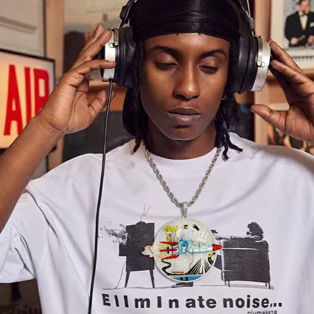 Blazing Rocketman: Hip-Hop Pendant 【A65】