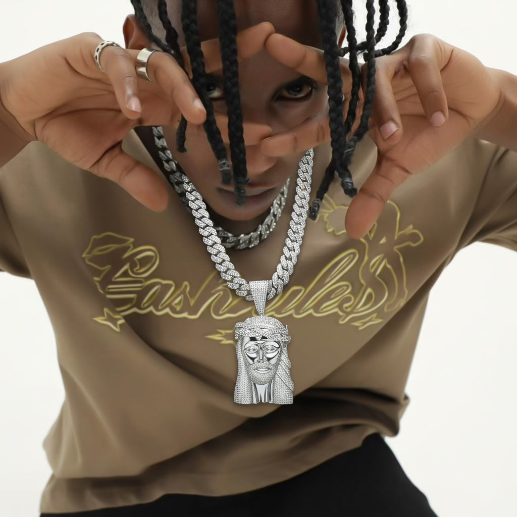 Ultimate Iced-Out Jesus Piece Pendant Set【A02】