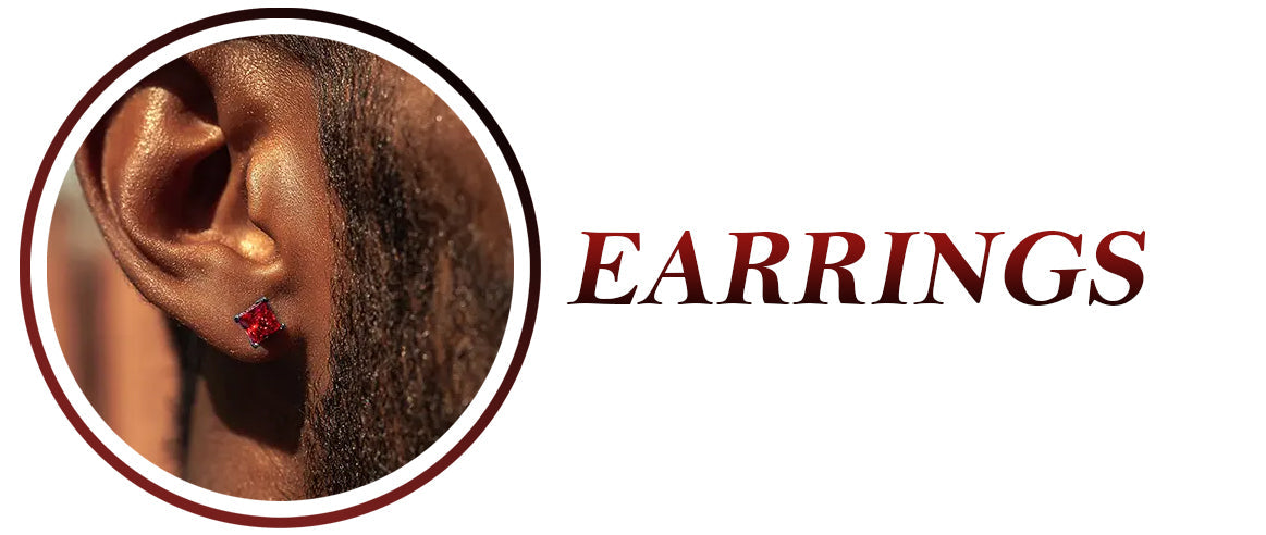 Various types of earrings made of gemstones