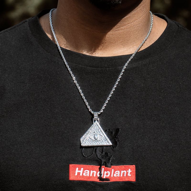 Iced Baguette Cut Egyptian Pyramid Eye of Horus Moissanite Pendant