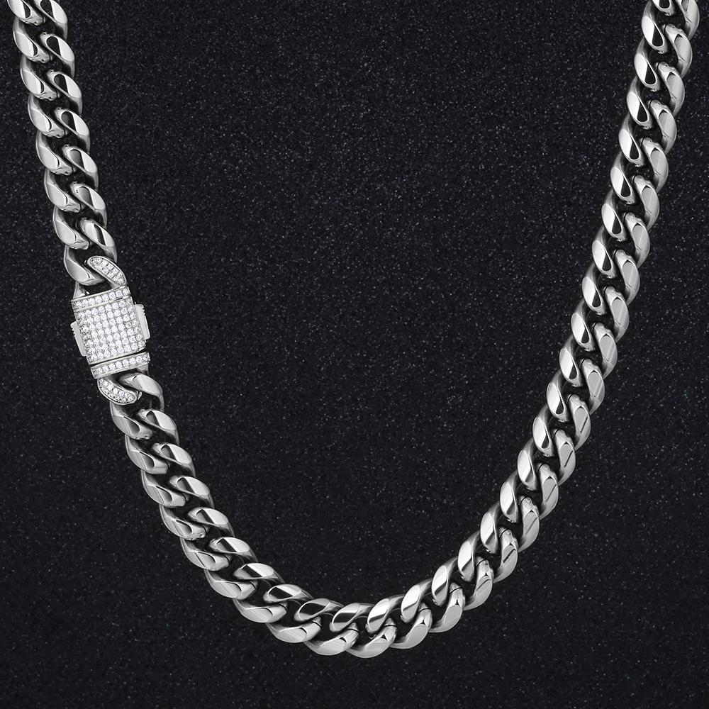 12mm Moissanite Diamond Clasp Miami Cuban Link Chain