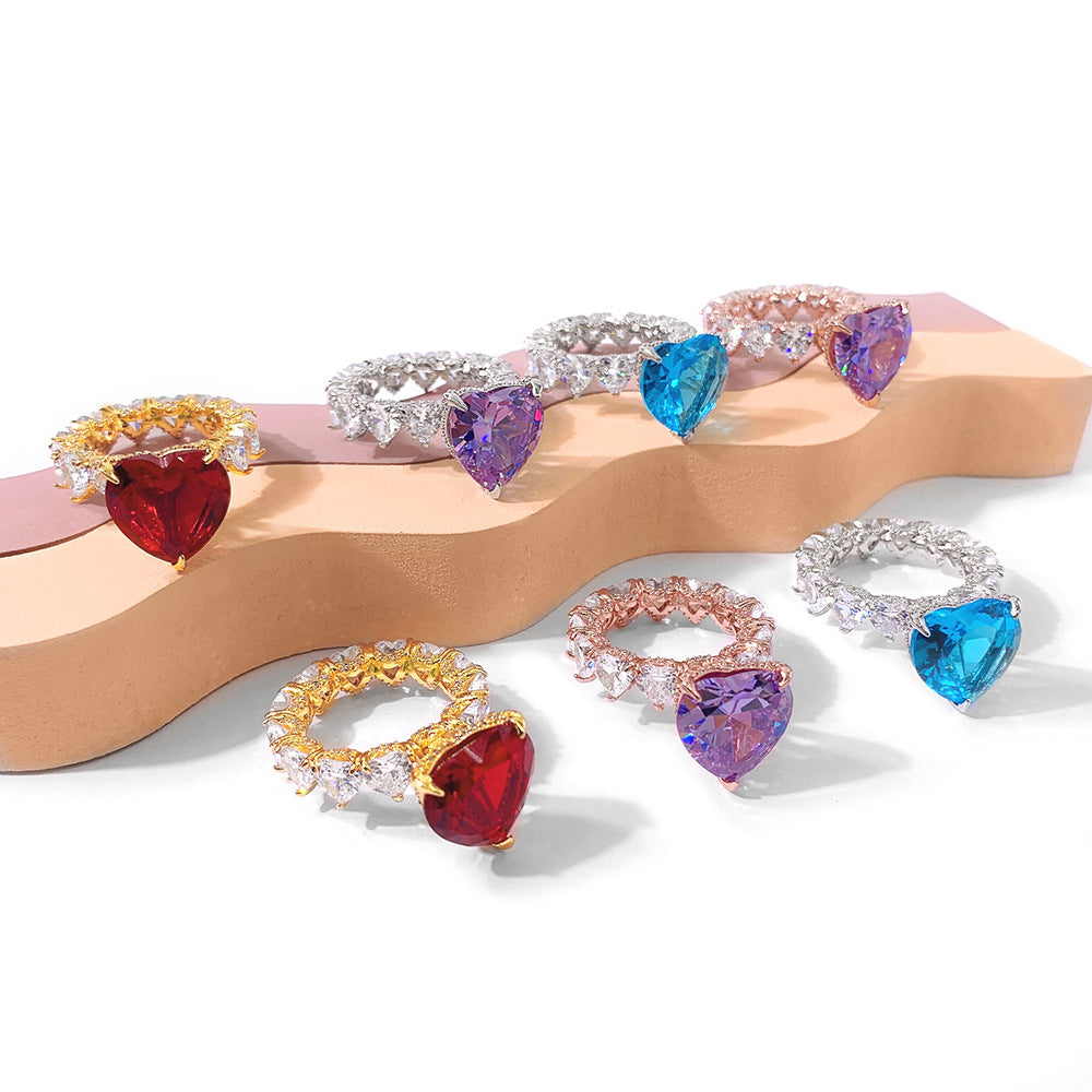 Colorful Heart Queen Ring