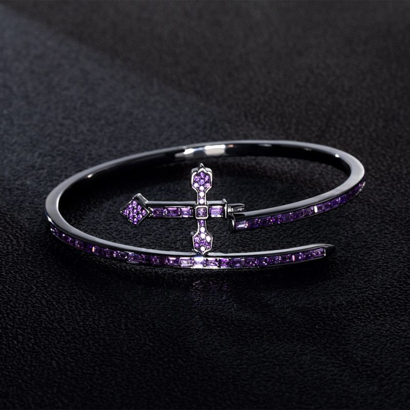 Street Style | Purple Baguette "Sword Ring" Bangle Bracelet