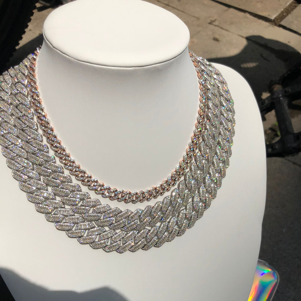 Gaya Hip-hop Rentas Sempadan Eropah dan Amerika Sterling Silver Bertatahkan Moissanite Rhombus Rantai Cuba Berbilang Saiz Kuba