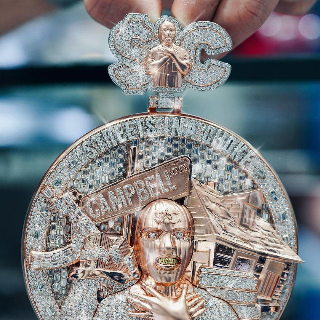 Loket Hip-hop DIY Terlaris, Bertatah Perak Sterling dengan Berlian Moissanite, Kalung Sosok Manusia Bersaiz Besar dalam Gaya Eropah dan Amerika