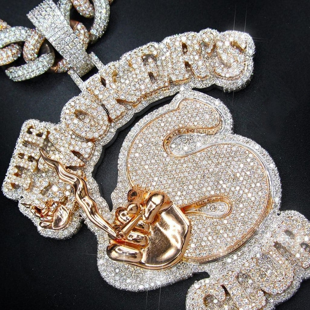 Liontin Besar Hip-hop, Perak Sterling Bertahtakan Berlian Moissanite, Kalung Perhiasan Modis untuk Pria Trendi