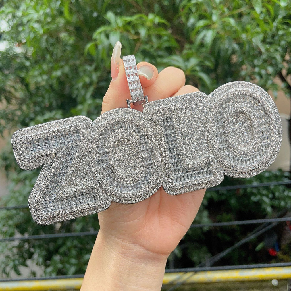 Loket Hip-hop bertatahkan Berlian Nombor dan Huruf, Aksesori Fesyen untuk Lelaki Trend, Kalung Moissanite Perak Sterling untuk Lelaki Eropah dan Amerika