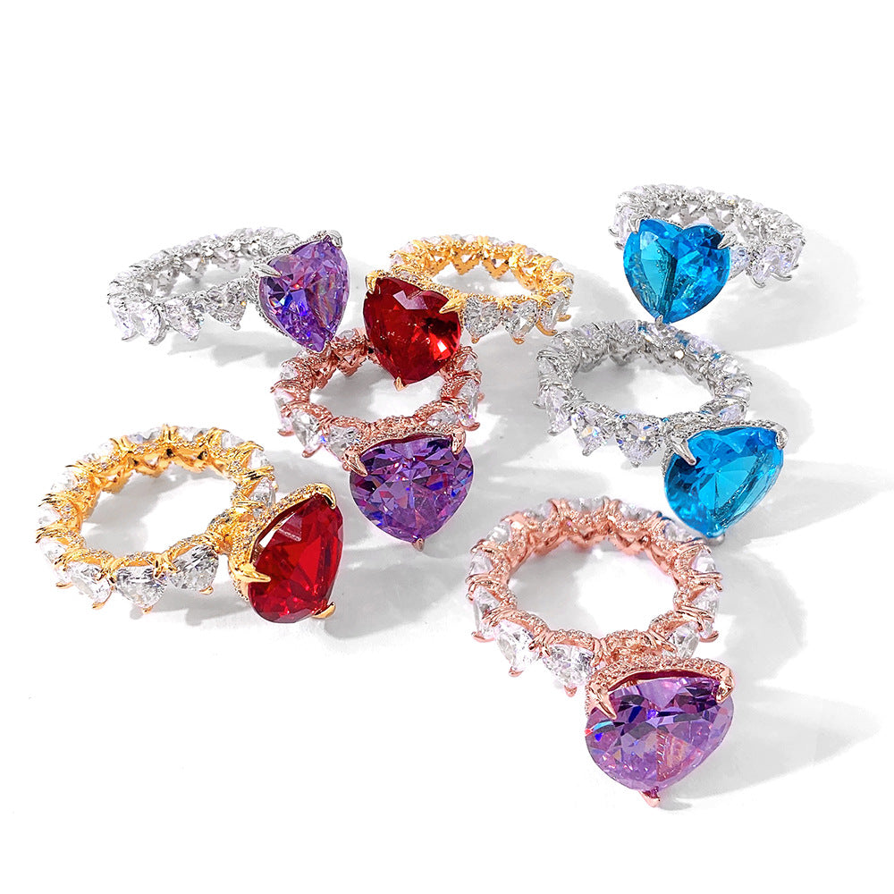 Colorful Heart Queen Ring