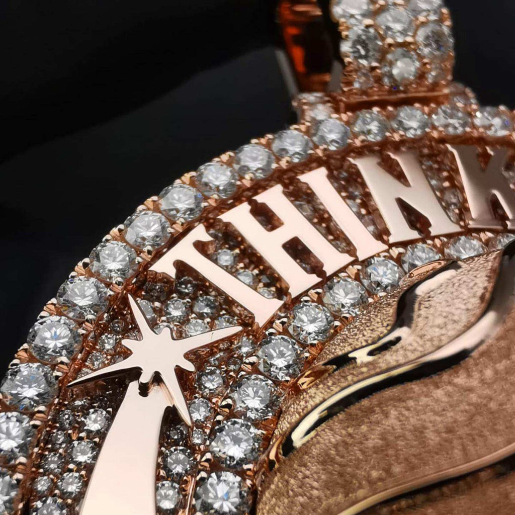 Loket Hip-hop Globe 3D Besar, Perak Sterling Bertatah Penuh dengan Berlian, Aksesori Rantai Fesyen untuk Lelaki Bergaya Eropah dan Amerika