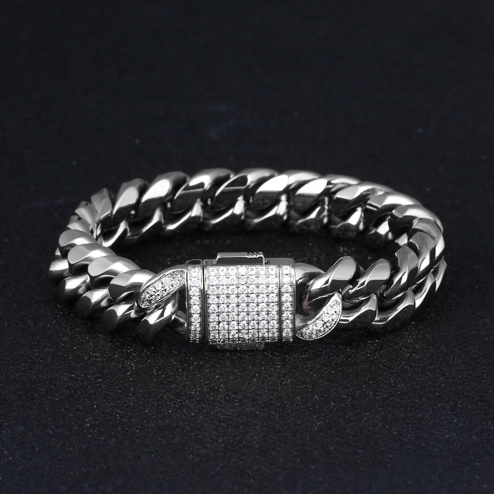 12mm Iced Out Box Clasp Moissanite Miami Cuban Link Bracelet