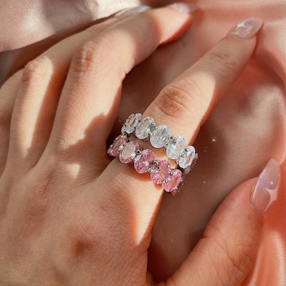 S925 Oval Imitation Moissanite Ring