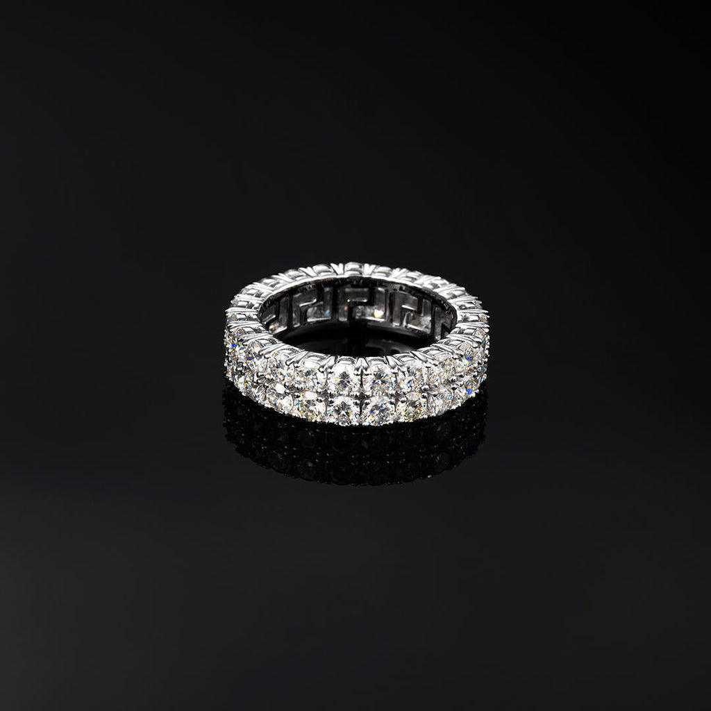 S925 6mm Moissanite Two Row Iced Ring