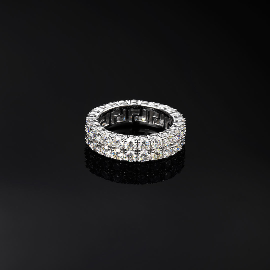 S925 6mm Moissanite Two Row Iced Ring