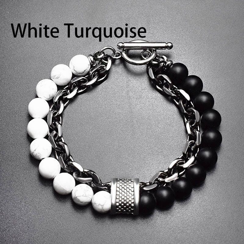 Natural Healing Stone Bead Chain Layer Bracelet