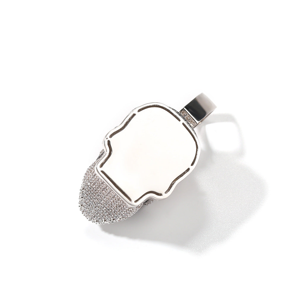 Snake Skull Moissanite Pendant in White & Black Gold