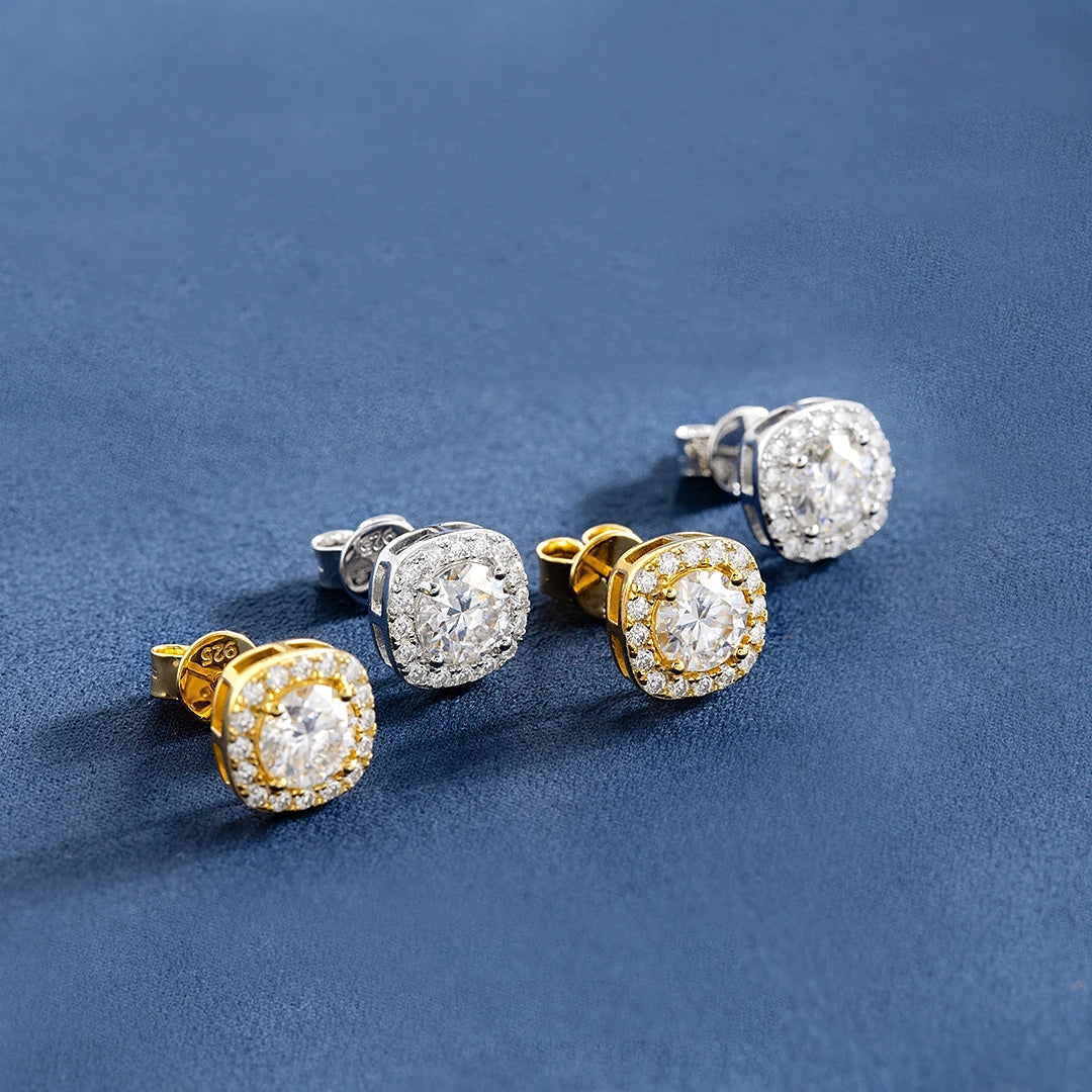 0.5 Carats *2 VVS1 Moissanite 925 Sterling Silver Square Stud Earrings