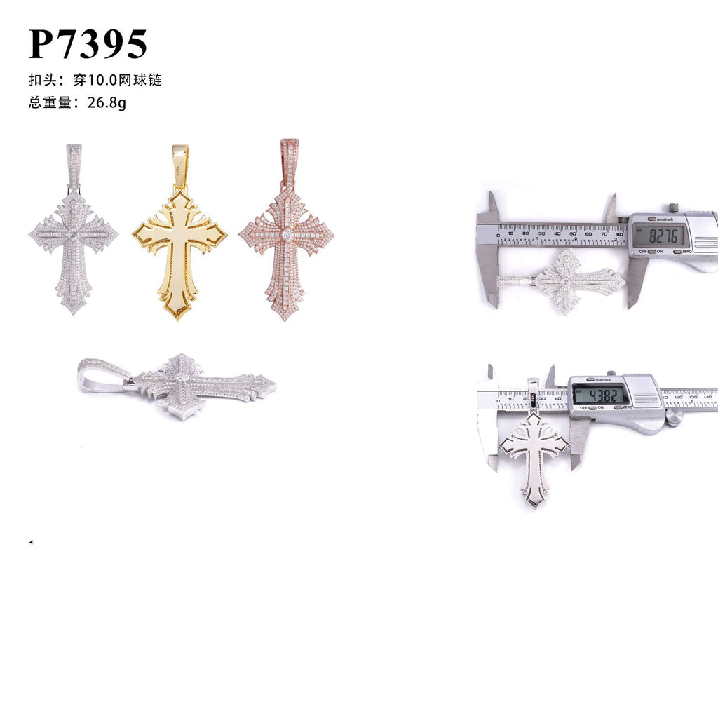 Loket Salib Popular di Eropah dan Amerika, Bertatah Penuh dengan Moissanite D-Color, Melepasi Penguji Berlian dan Dilengkapi dengan Sijil GRA