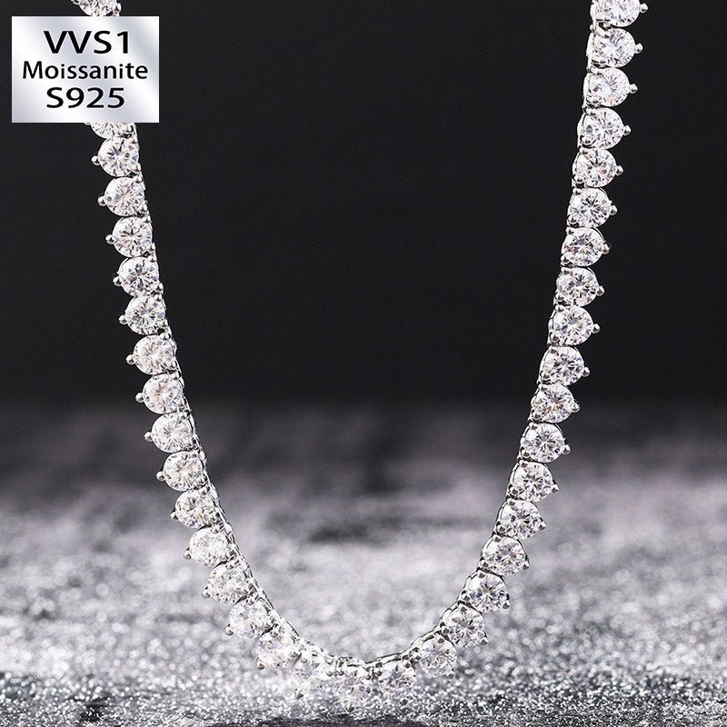 4mm S925 Three Prong Moissanite Tennis Chain