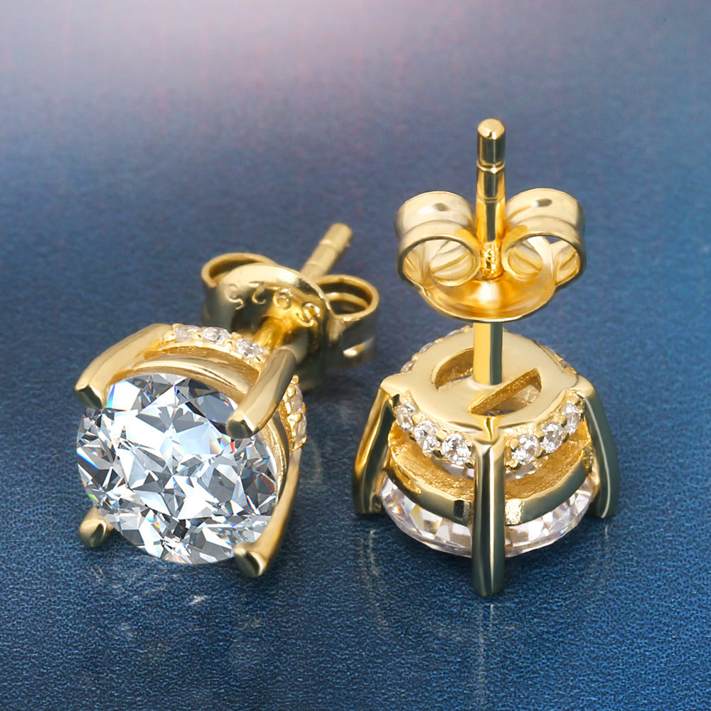 S925 & VVS Moissanite Round Brilliant Cut Stud Earrings for Men