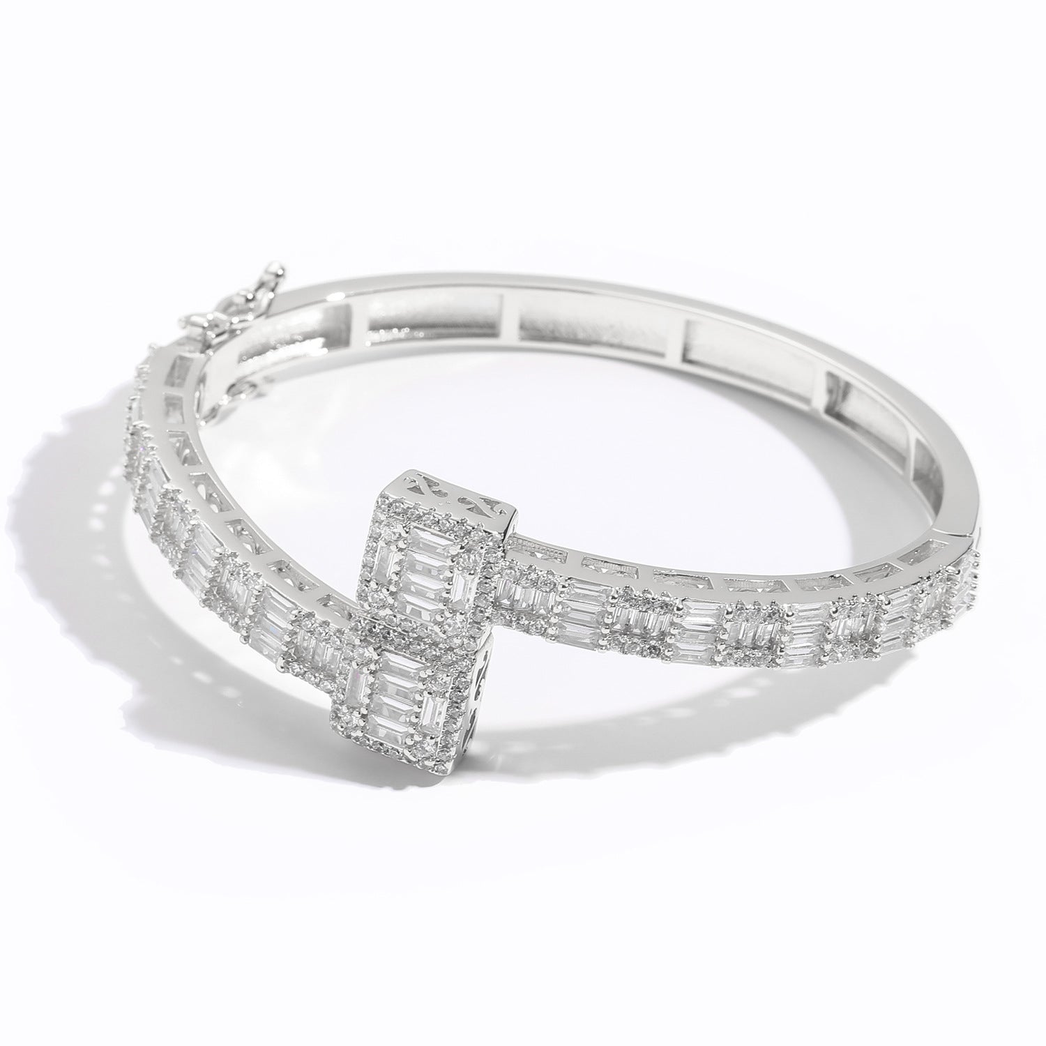 VVSBOX Moissanite Baguette Stones Cuff Bangle