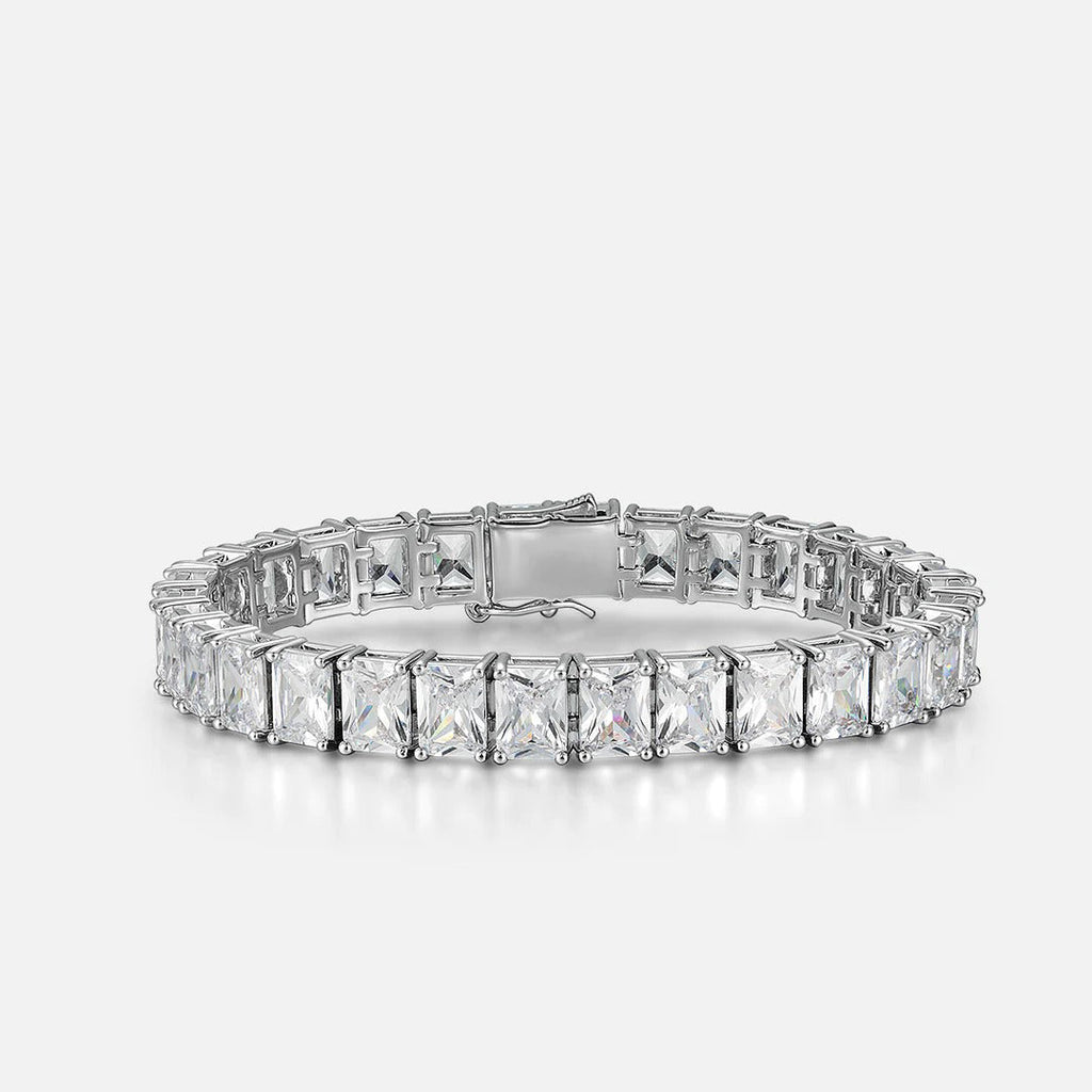 S925 Moissanite Emerald Cut Tennis Bracelet