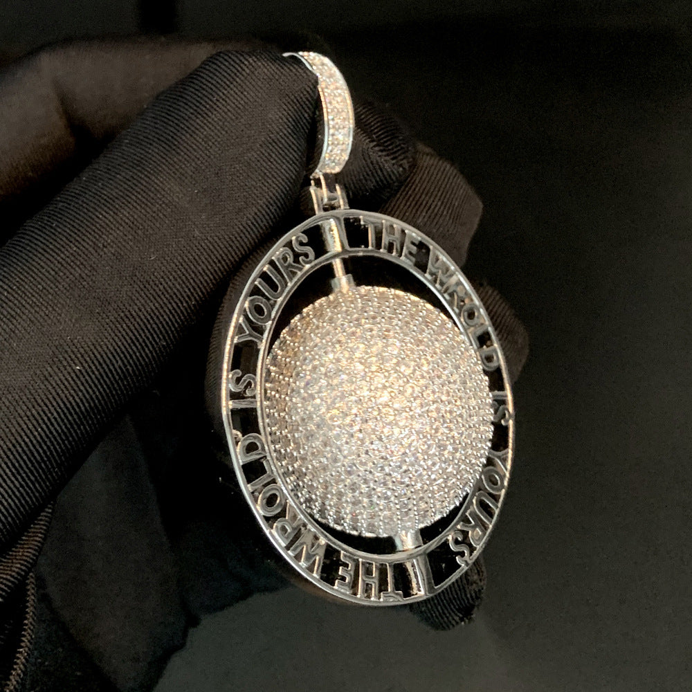 Hip Hop | "Globe Rotatable" Iced Pendant