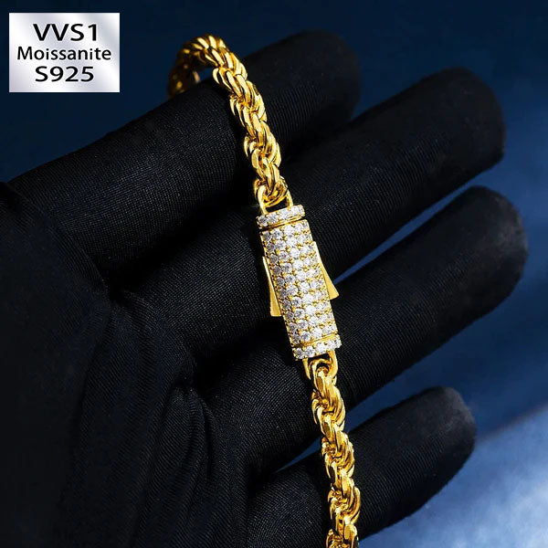 5mm Moissanite Rope Chain with  Clasp