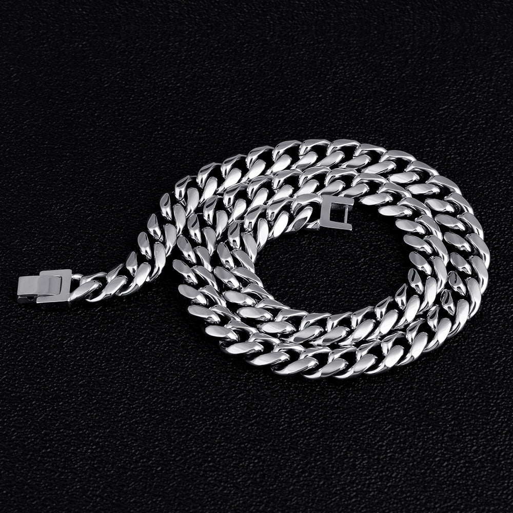 10mm Cuban Link Chain in White Gold for Men's