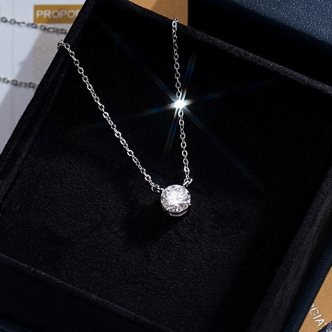 2ct Moissanite Solitaire Adjustable Necklace