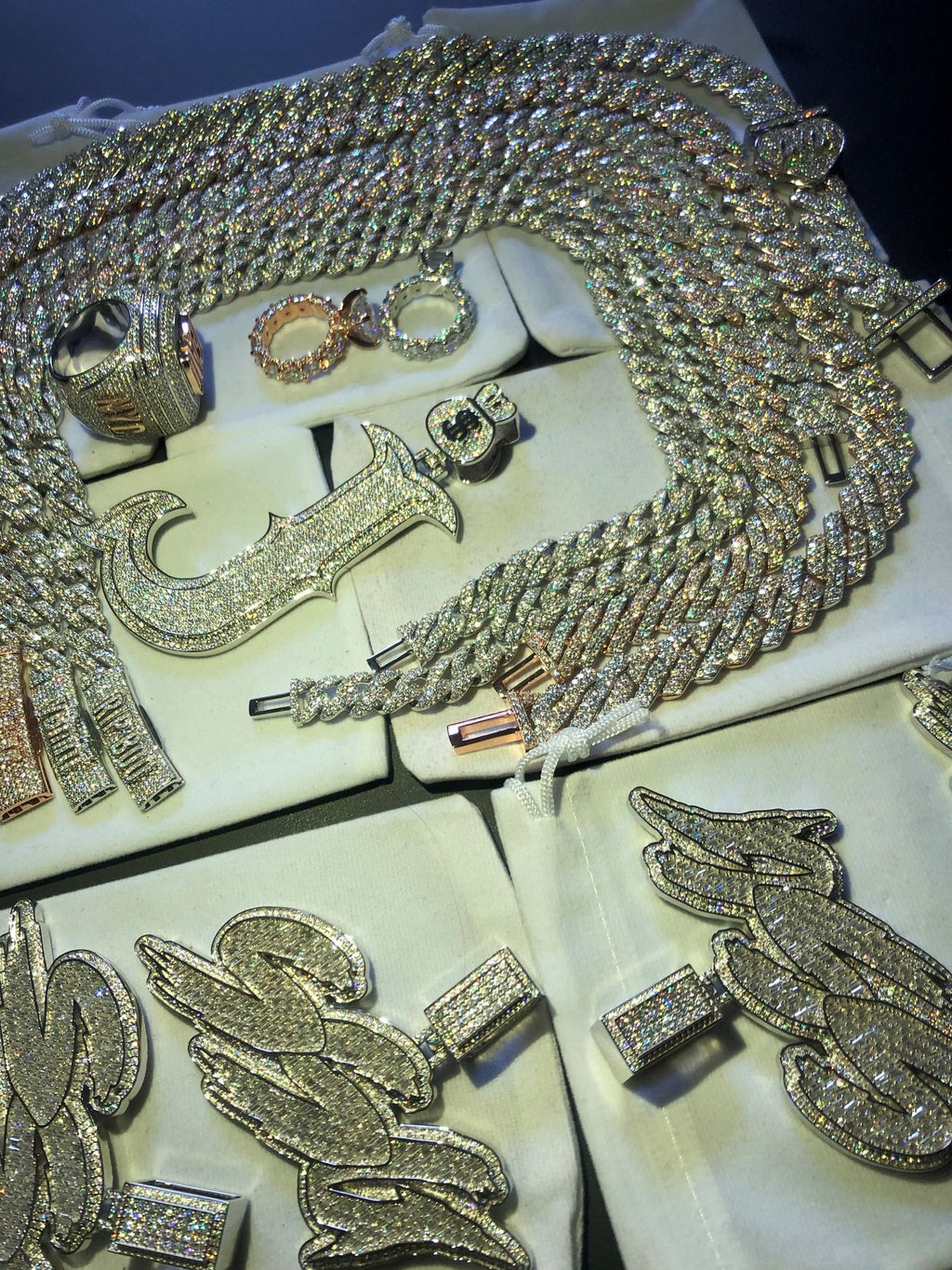 Gaya Hip-hop Rentas Sempadan Eropah dan Amerika Sterling Silver Bertatahkan Moissanite Rhombus Rantai Cuba Berbilang Saiz Kuba